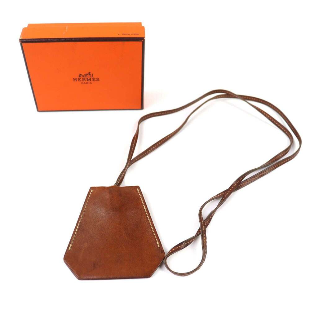 HERMES Vintage Margiela Era Leather Clochette Necklace, Brown, □C Stamp, Made... - Picture 2 of 11